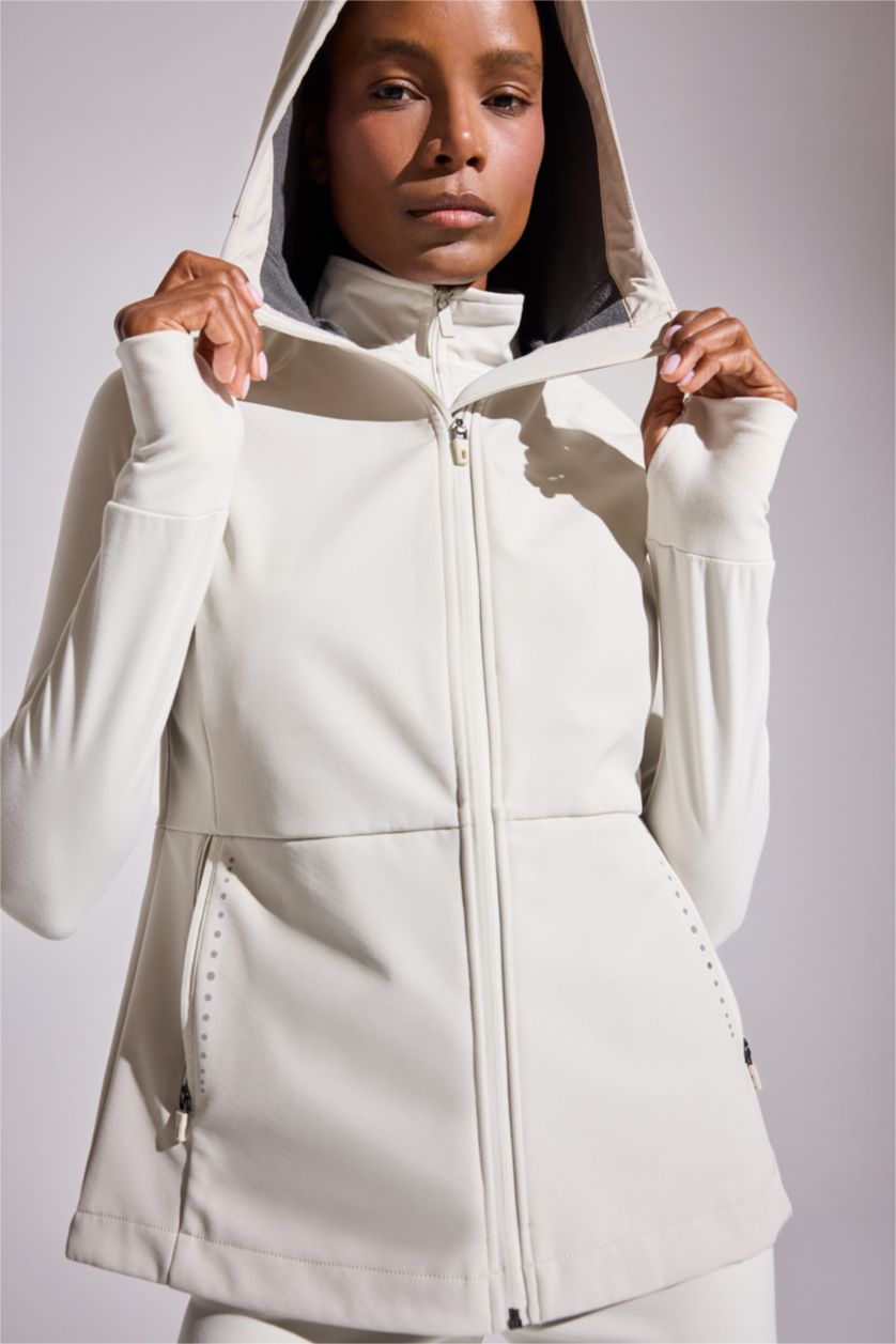 Kadın Taş Su İtici Slim Fit Dar Kesim Kapüşonlu Fermuarlı Sporcu Softshell Yelek