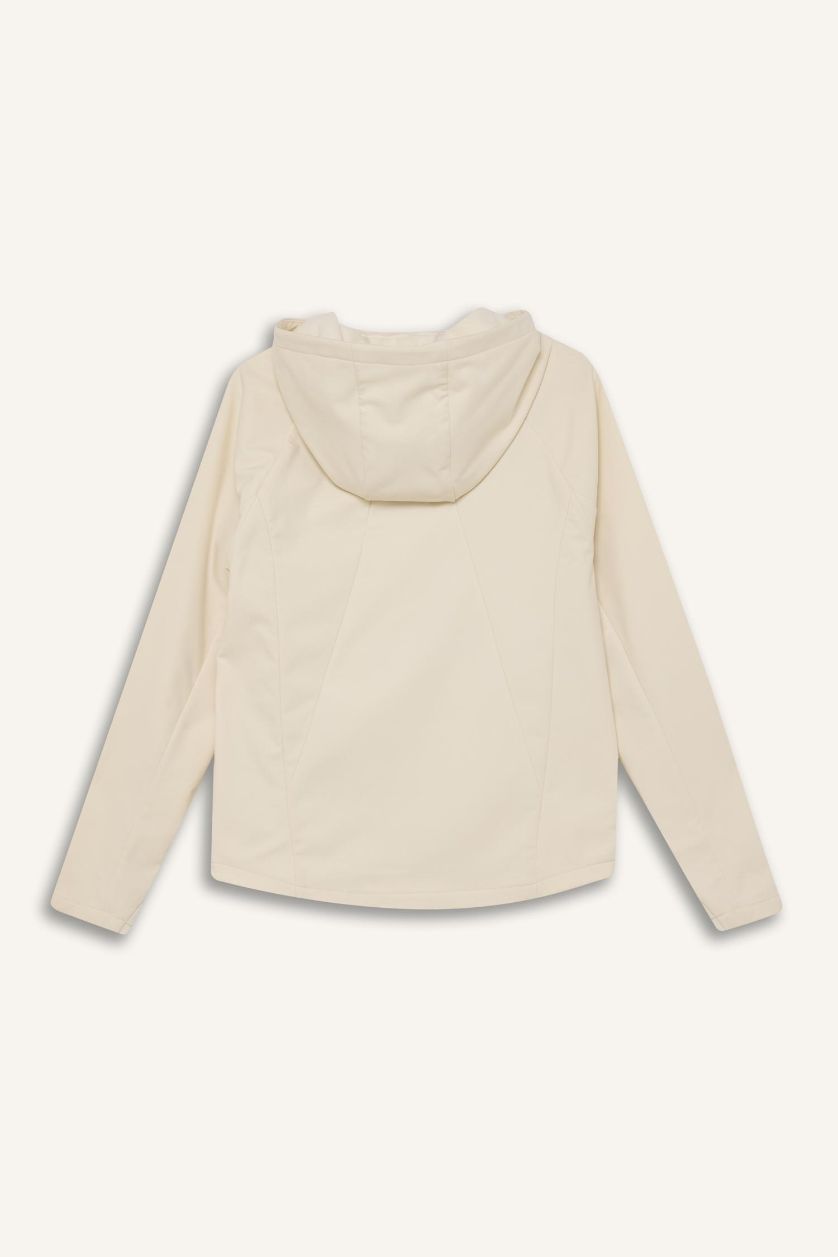 Kadın Taş Su İtici Regular Fit Kapüşonlu Fermuarlı Softshell Mont