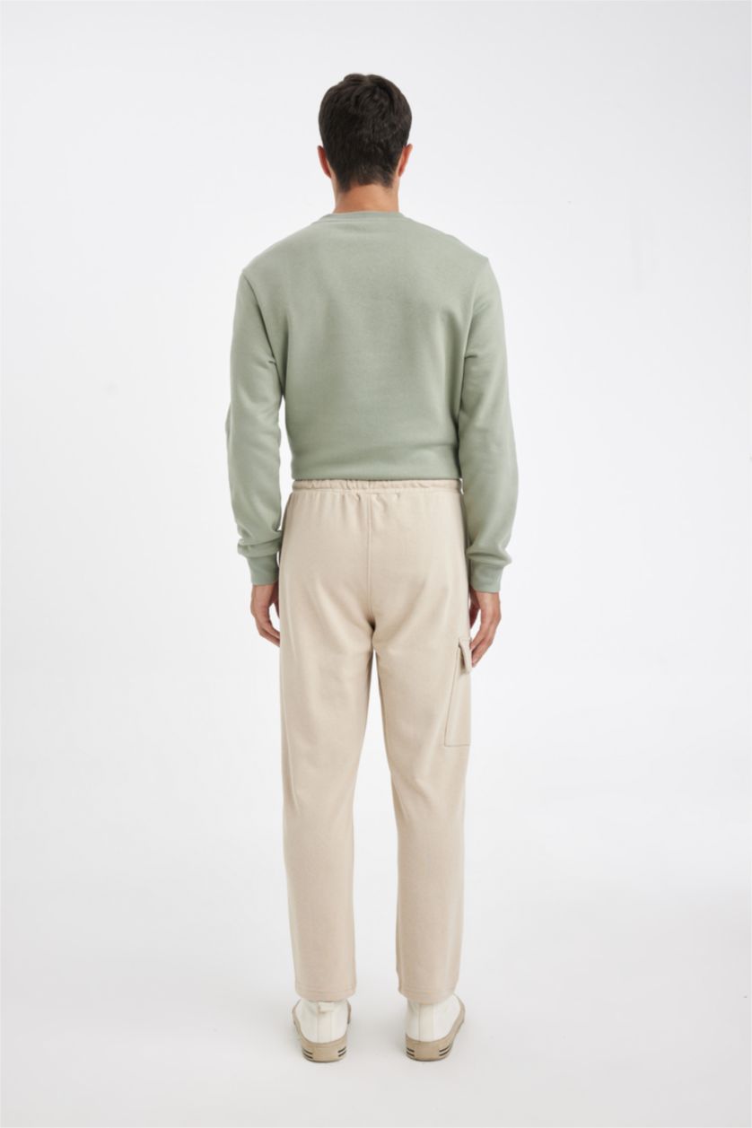 Erkek Taş Eşofman Altı Slim Fit Dar Kesim Kargo Cep Düz Paça 