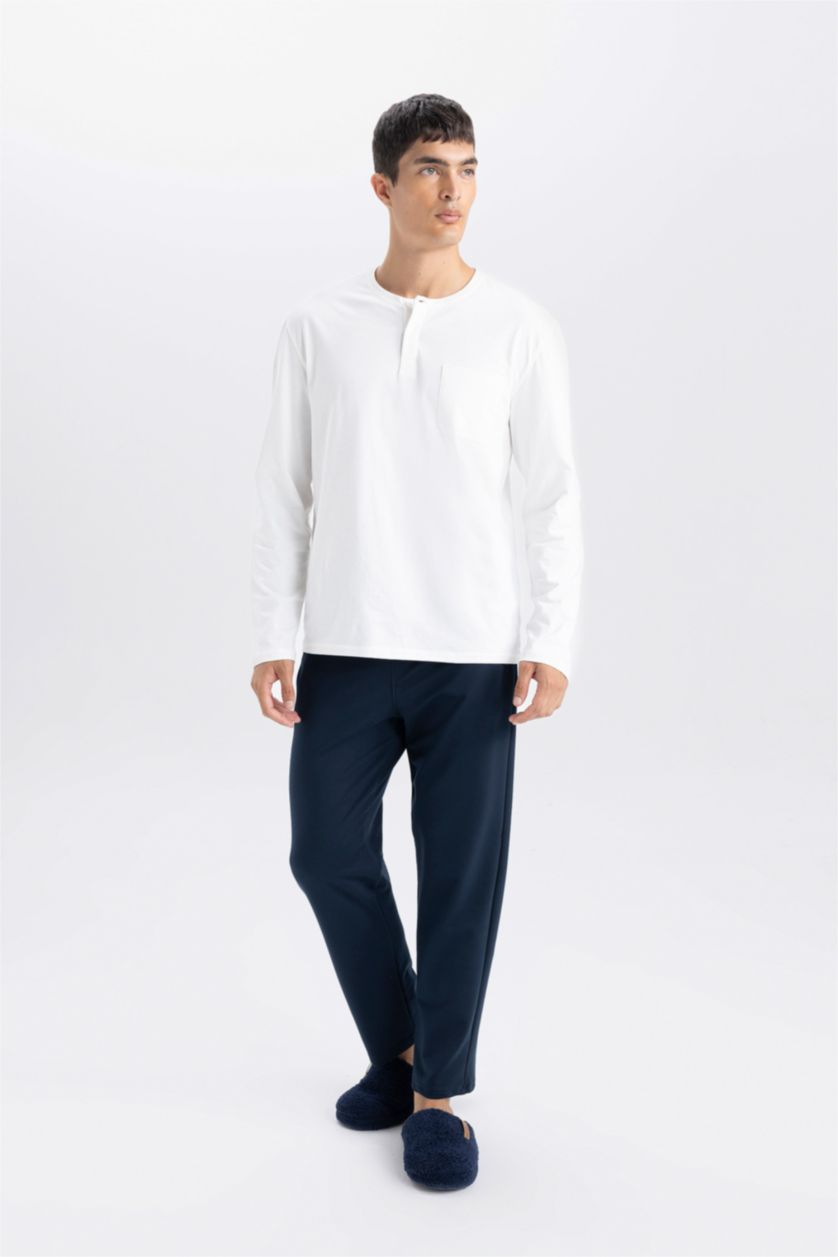 رجال كحلي Slim Fit Regular Hem Zip-Up Thin Sweatshirt Fabric Trousers