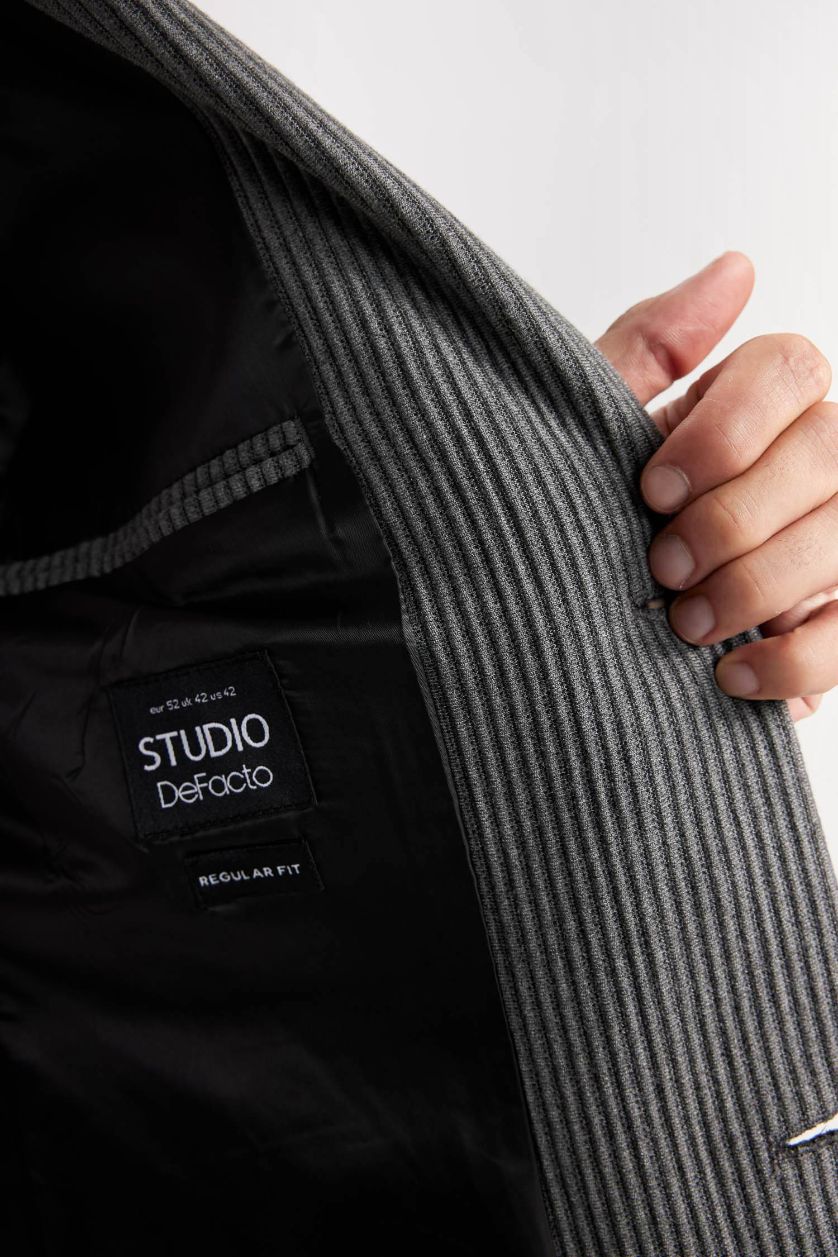 Erkek Antasit Melanj Ceket Yaka Düğmeli Blazer Ceket