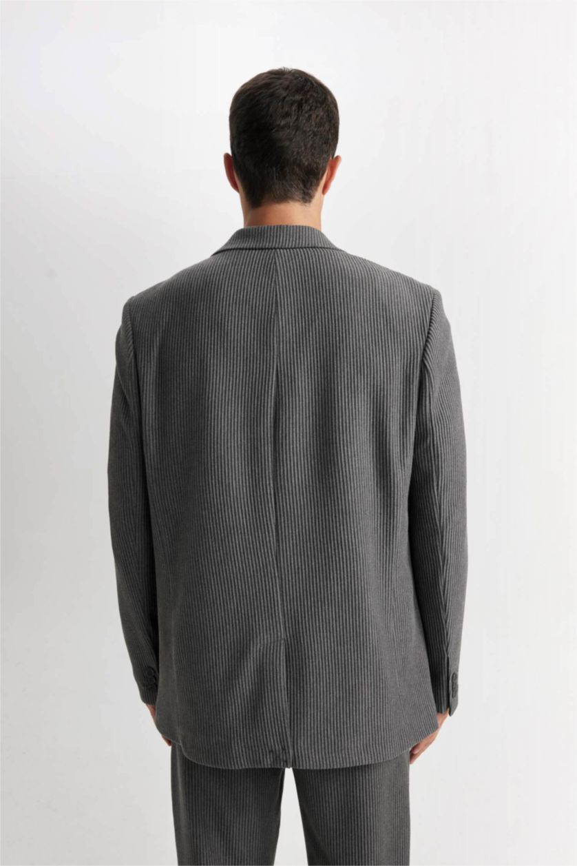 Erkek Antasit Melanj Ceket Yaka Düğmeli Blazer Ceket