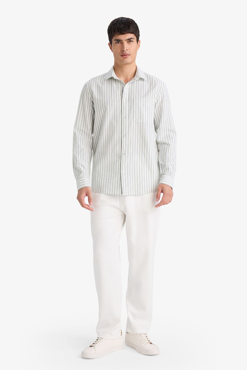 MAN Light Khaki قميص قطن 100% مخطط