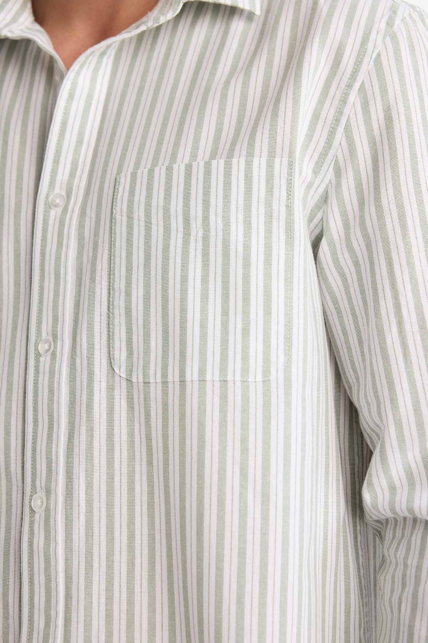 MAN Light Khaki قميص قطن 100% مخطط