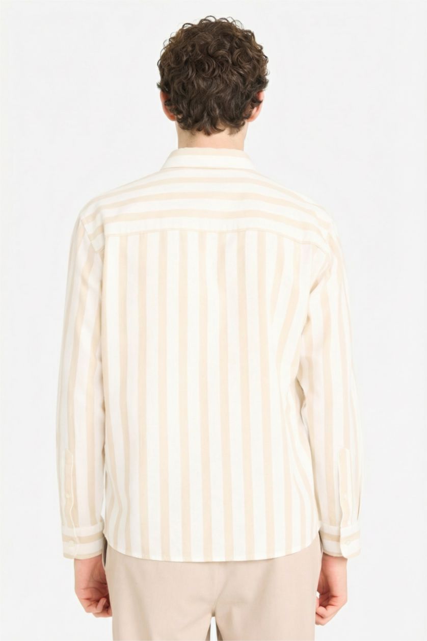 Мужчины Бежевый Рубашка в полоску из 100% хлопка