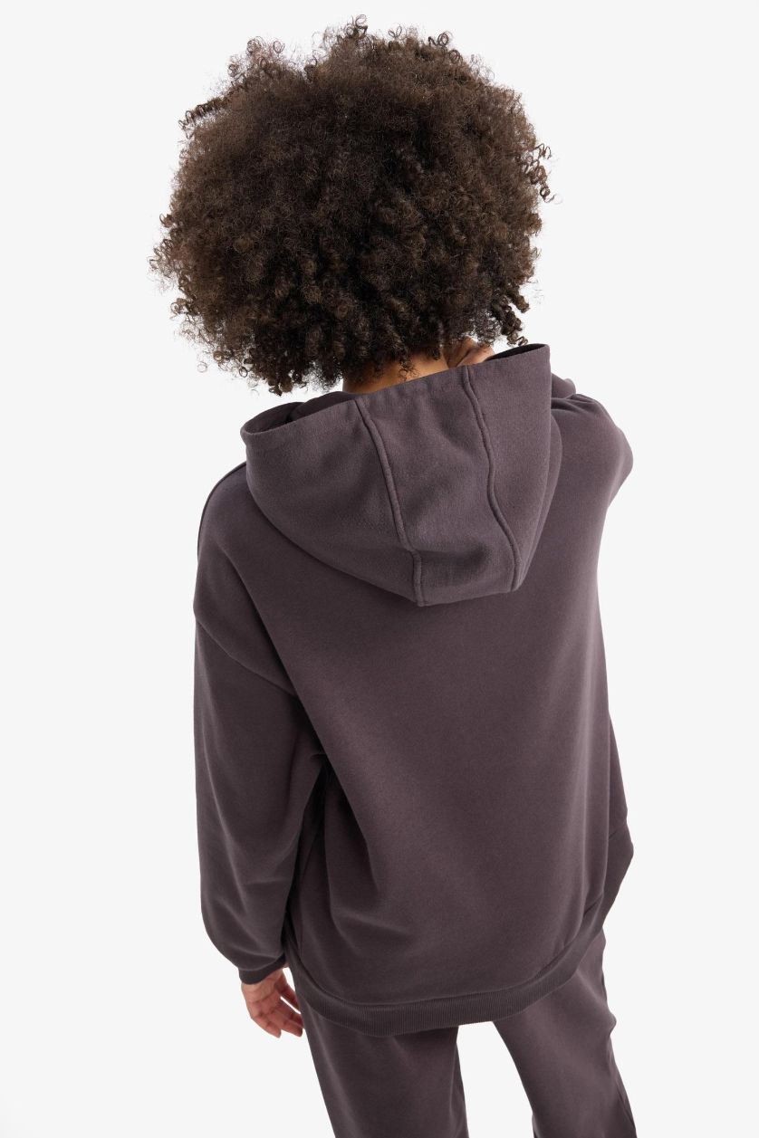 Kadın Antrasit NBA Brooklyn Nets Oversize Geniş Kalıp Kapüşonlu Kalın Sporcu Sweatshirt