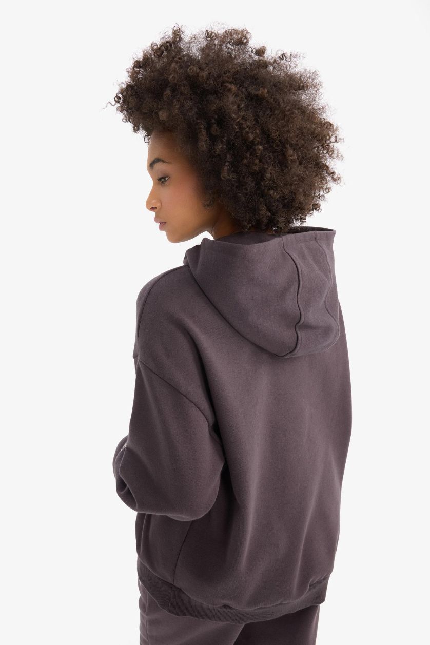 Kadın Antrasit NBA Brooklyn Nets Oversize Geniş Kalıp Kapüşonlu Kalın Sporcu Sweatshirt