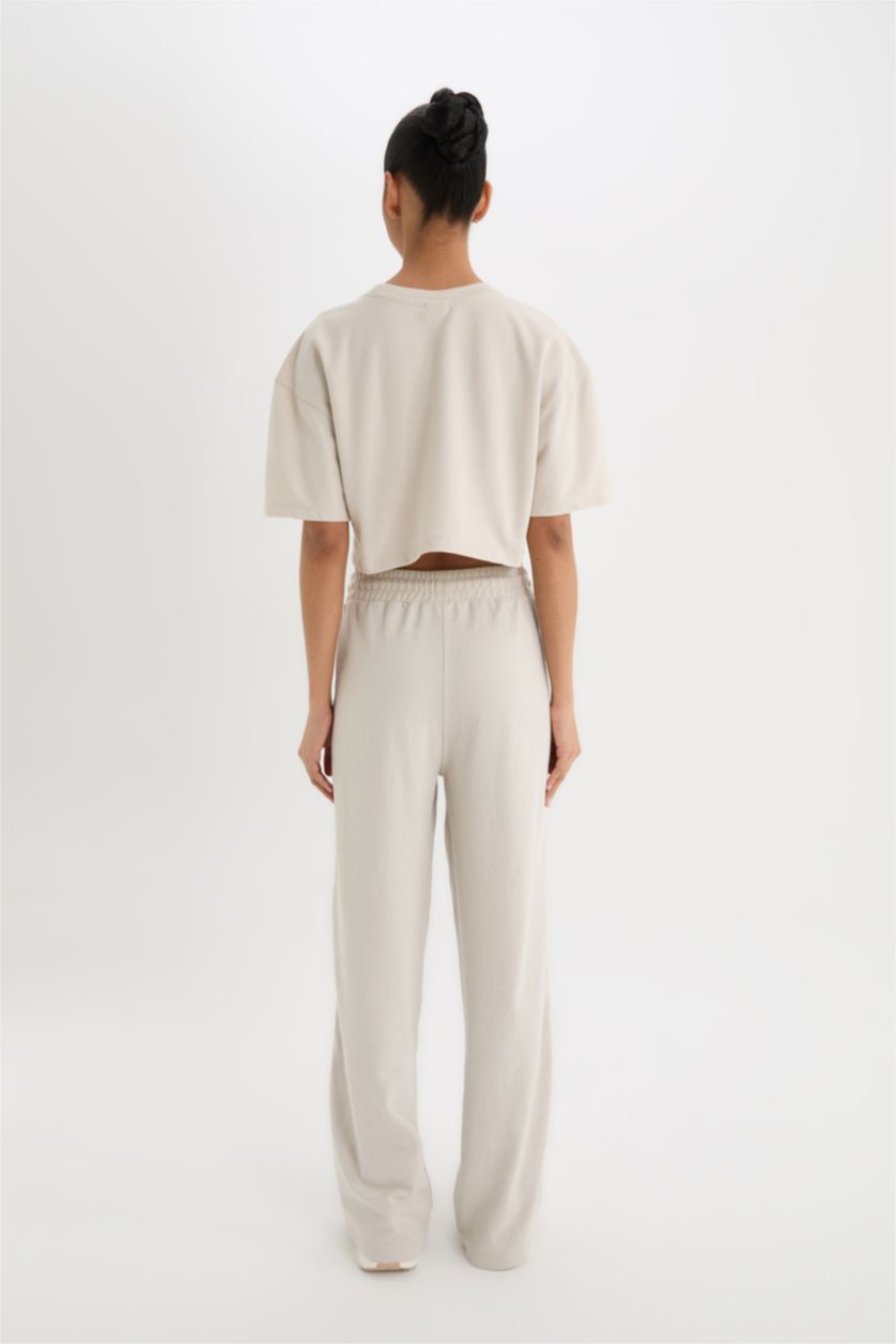 Kadın Bej Melanj NBA Los Angeles Lakers Wide Leg Geniş Paça Standart Boy Pike Pantolon