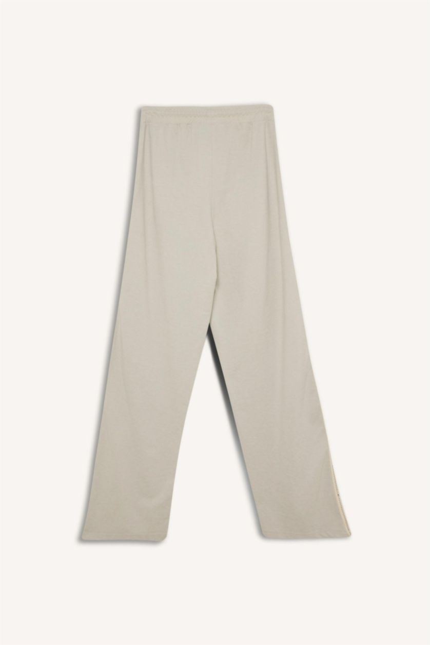 Kadın Bej Melanj NBA Los Angeles Lakers Wide Leg Geniş Paça Standart Boy Pike Pantolon