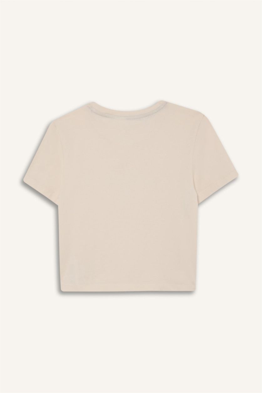 Kadın Ekru NBA Los Angeles Lakers Slim Crop Fit Bisiklet Yaka Kısa Kollu Tişört