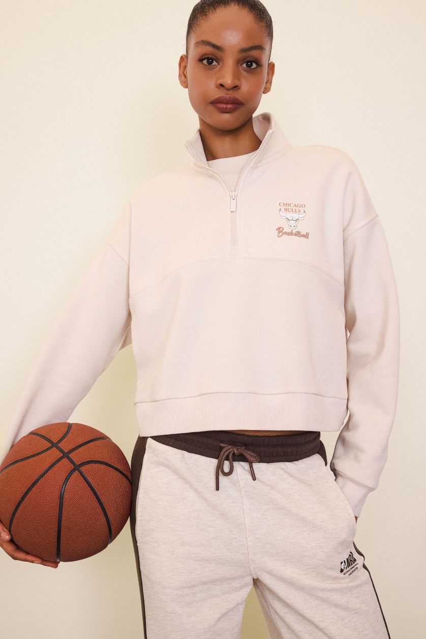 نساء بيج فاتح سويت شيرت NBA شيكاغو بولز بسحاب من DeFactoFit