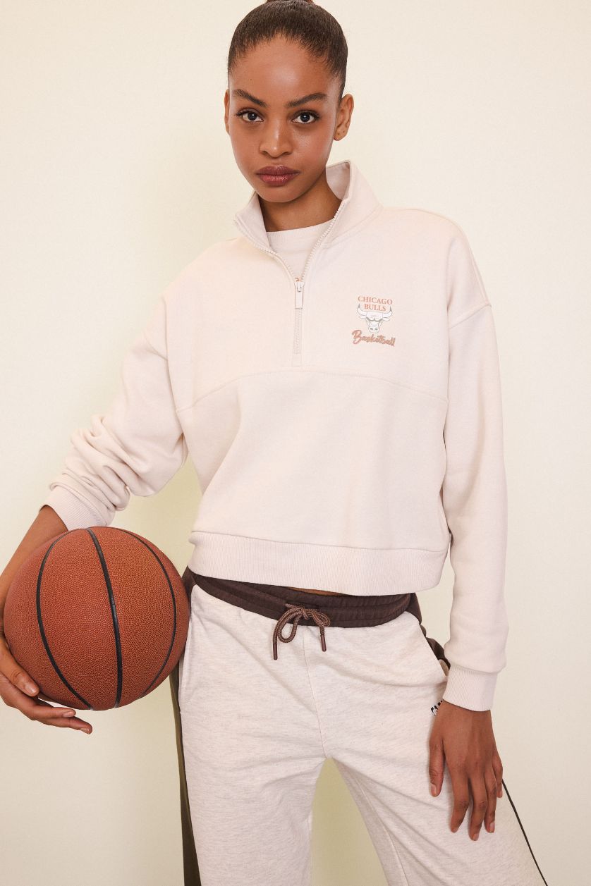 نساء بيج فاتح سويت شيرت NBA شيكاغو بولز بسحاب من DeFactoFit