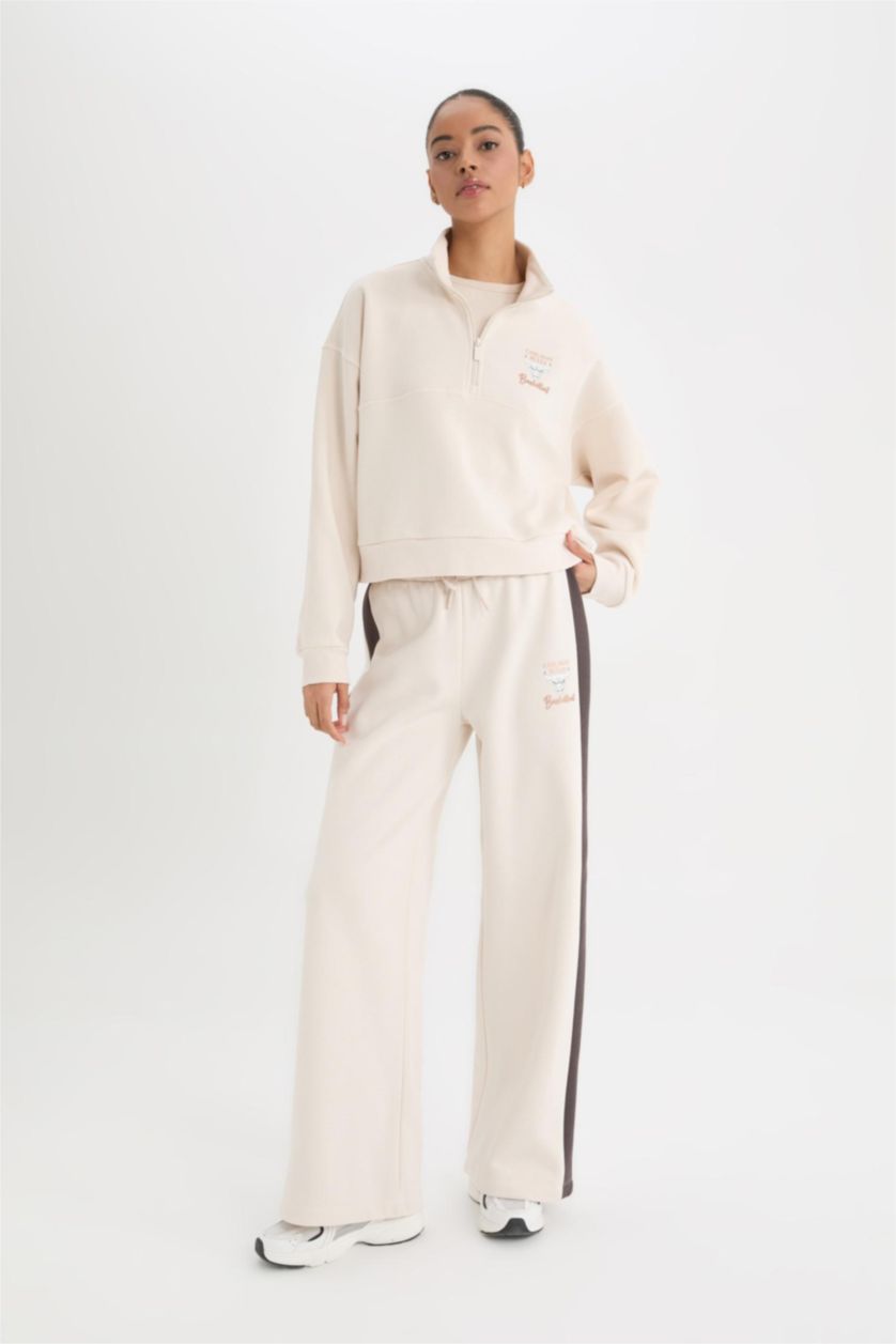 نساء بيج فاتح سويت شيرت NBA شيكاغو بولز بسحاب من DeFactoFit