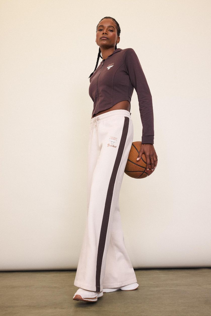 Женщины Бежевый DeFactoFit NBA Chicago Bulls Штаны Wide Leg С Широкими Штанинами Стандартной Длины