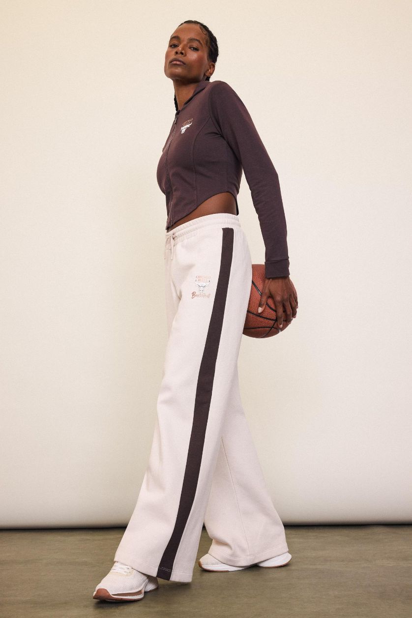 Женщины Бежевый DeFactoFit NBA Chicago Bulls Штаны Wide Leg С Широкими Штанинами Стандартной Длины