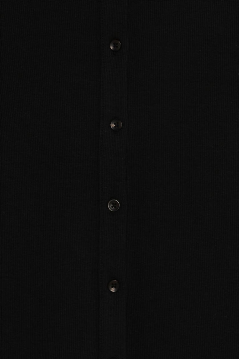 FEMME Noir Cardigan Slim à col rond et à boutons pour Femme