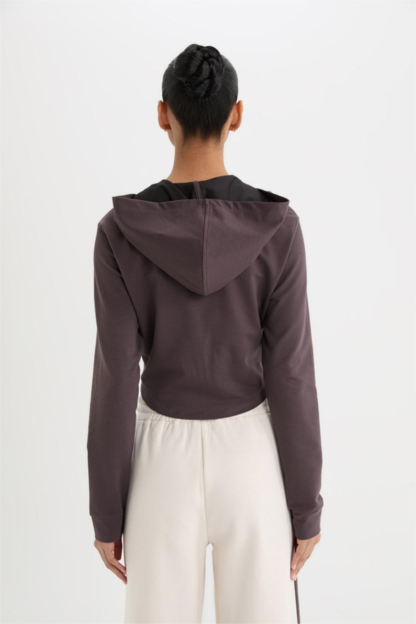 Kadın Antrasit NBA Chicago Bulls Slim Fit Dar Kesim Kapüşonlu  Forma Kumaşı Fermuarlı Hırka