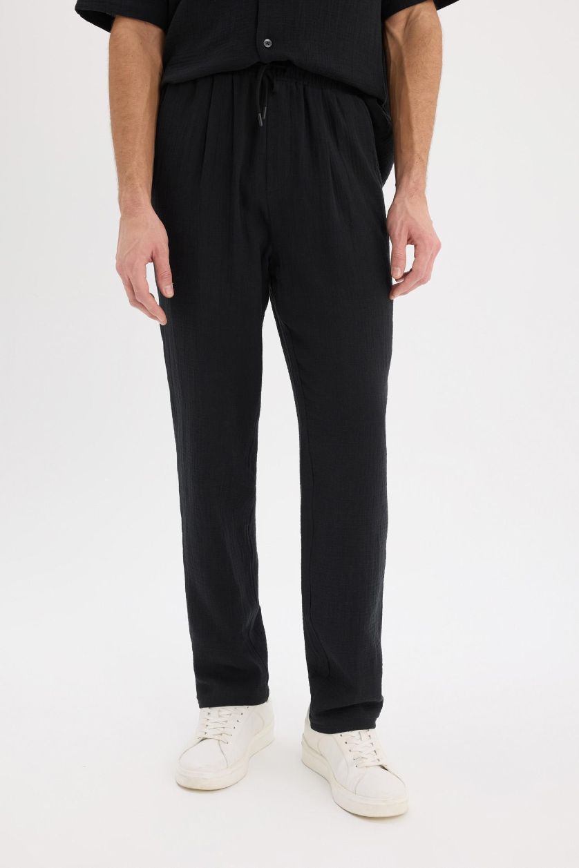 Man Black Relaxed Fit Summer Short Leg Cotton Joggers