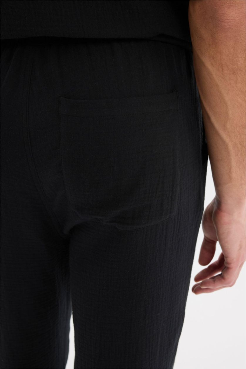 Man Black Relaxed Fit Summer Short Leg Cotton Joggers