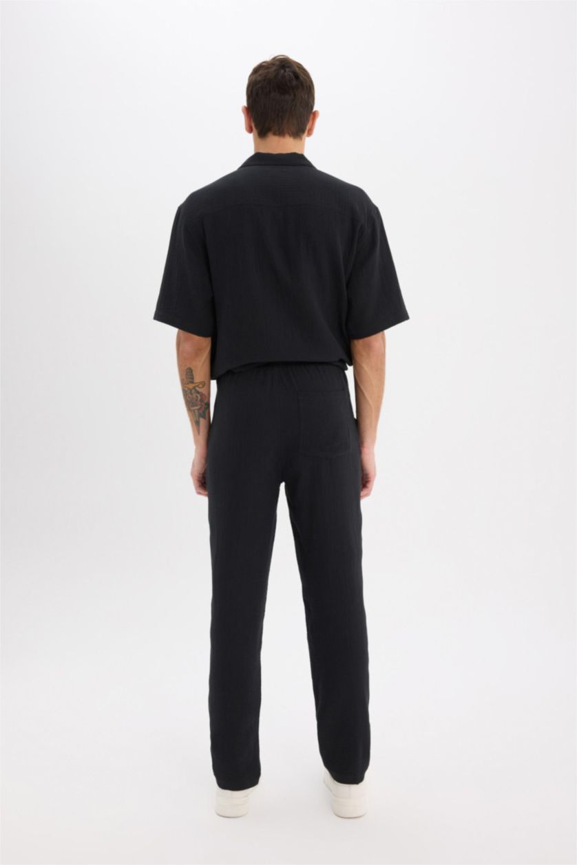 Man Black Relaxed Fit Summer Short Leg Cotton Joggers