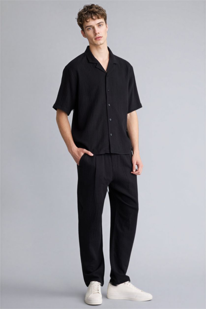 MAN Black Relax Fit Cotton Trousers