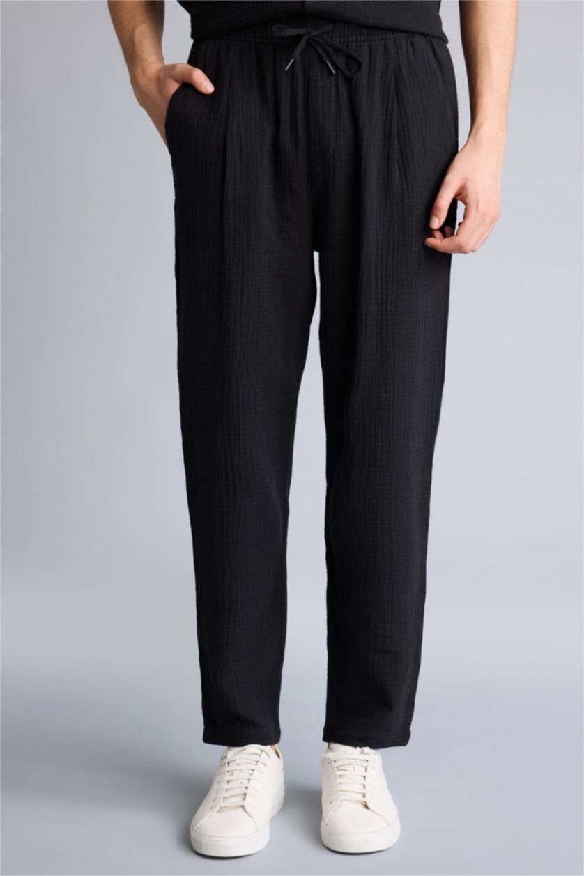MAN Black Relax Fit Cotton Trousers
