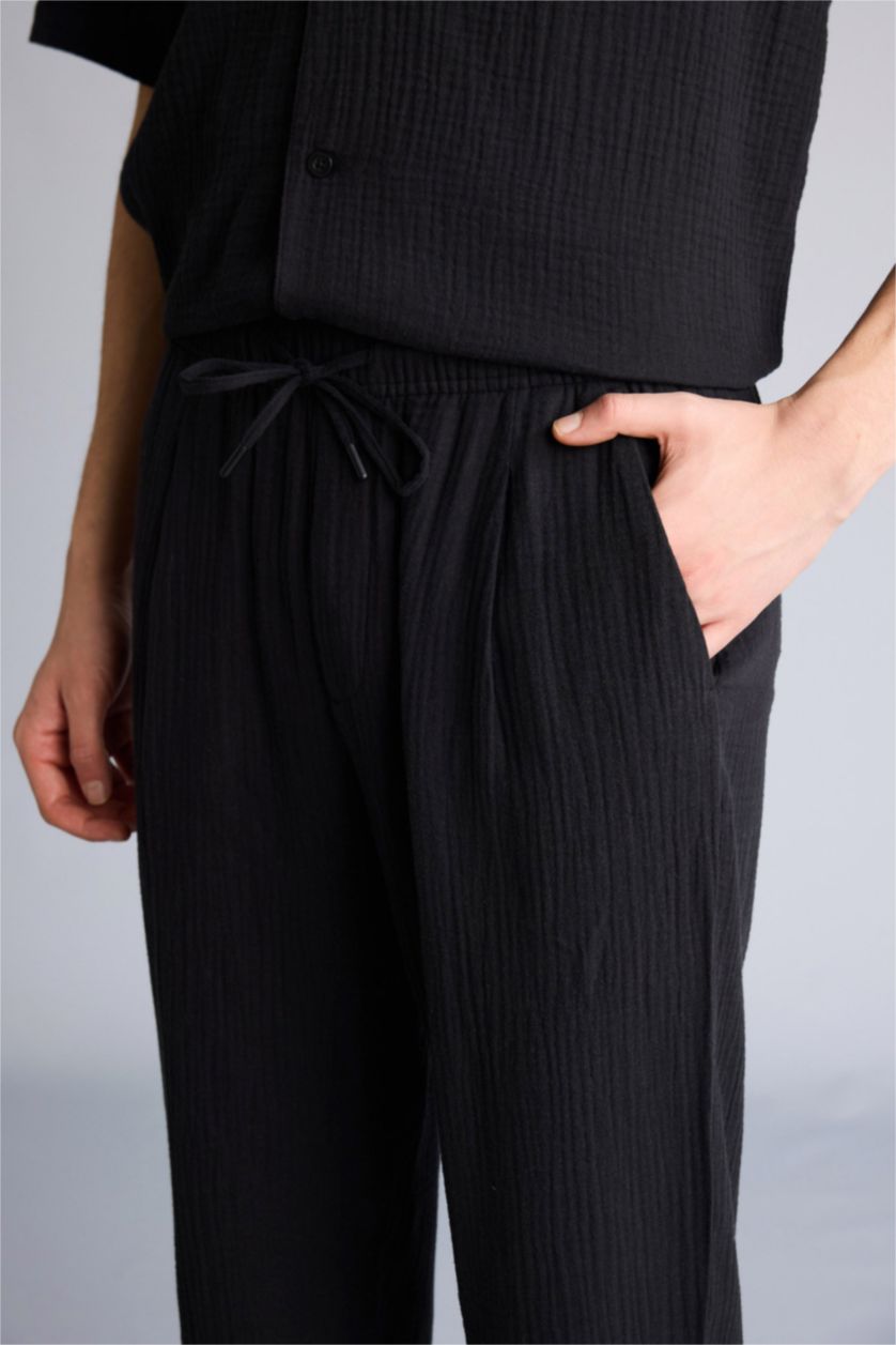 MAN Black Relax Fit Cotton Trousers