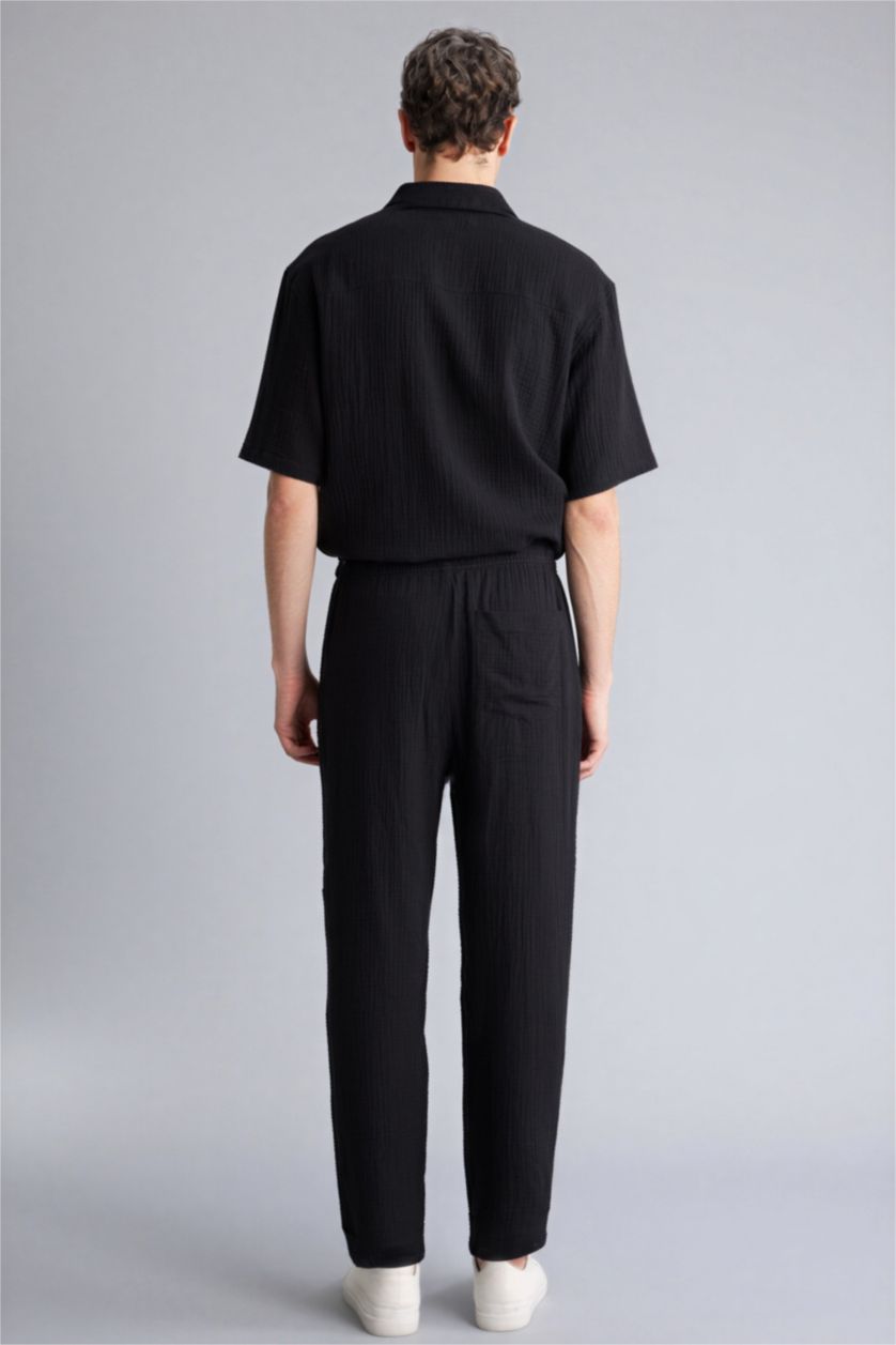 MAN Black Relax Fit Cotton Trousers