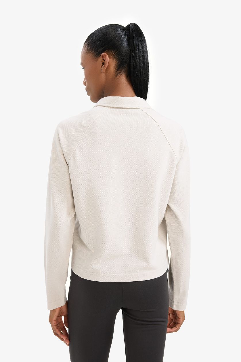 Kadın Bej Melanj NBA Los Angeles Lakers Polo Yaka Pike Sweatshirt