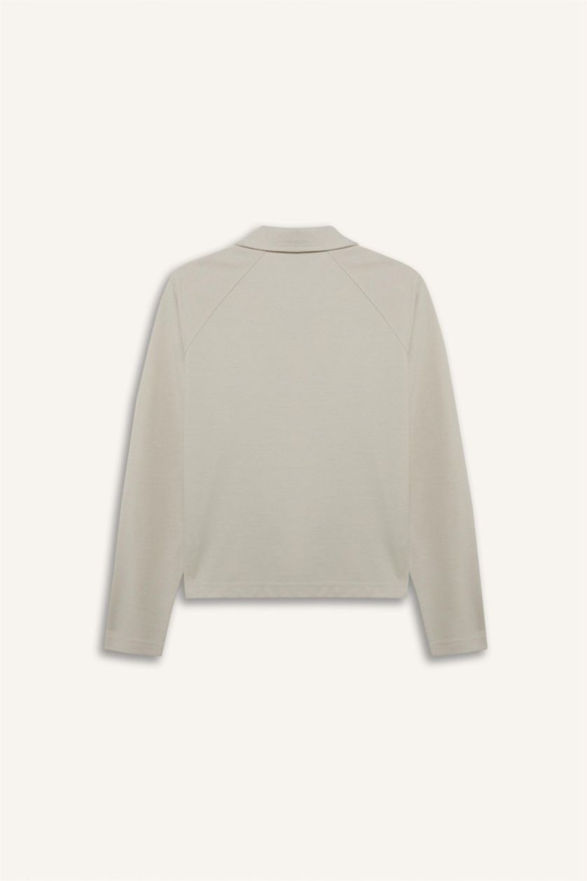 Kadın Bej Melanj NBA Los Angeles Lakers Polo Yaka Pike Sweatshirt