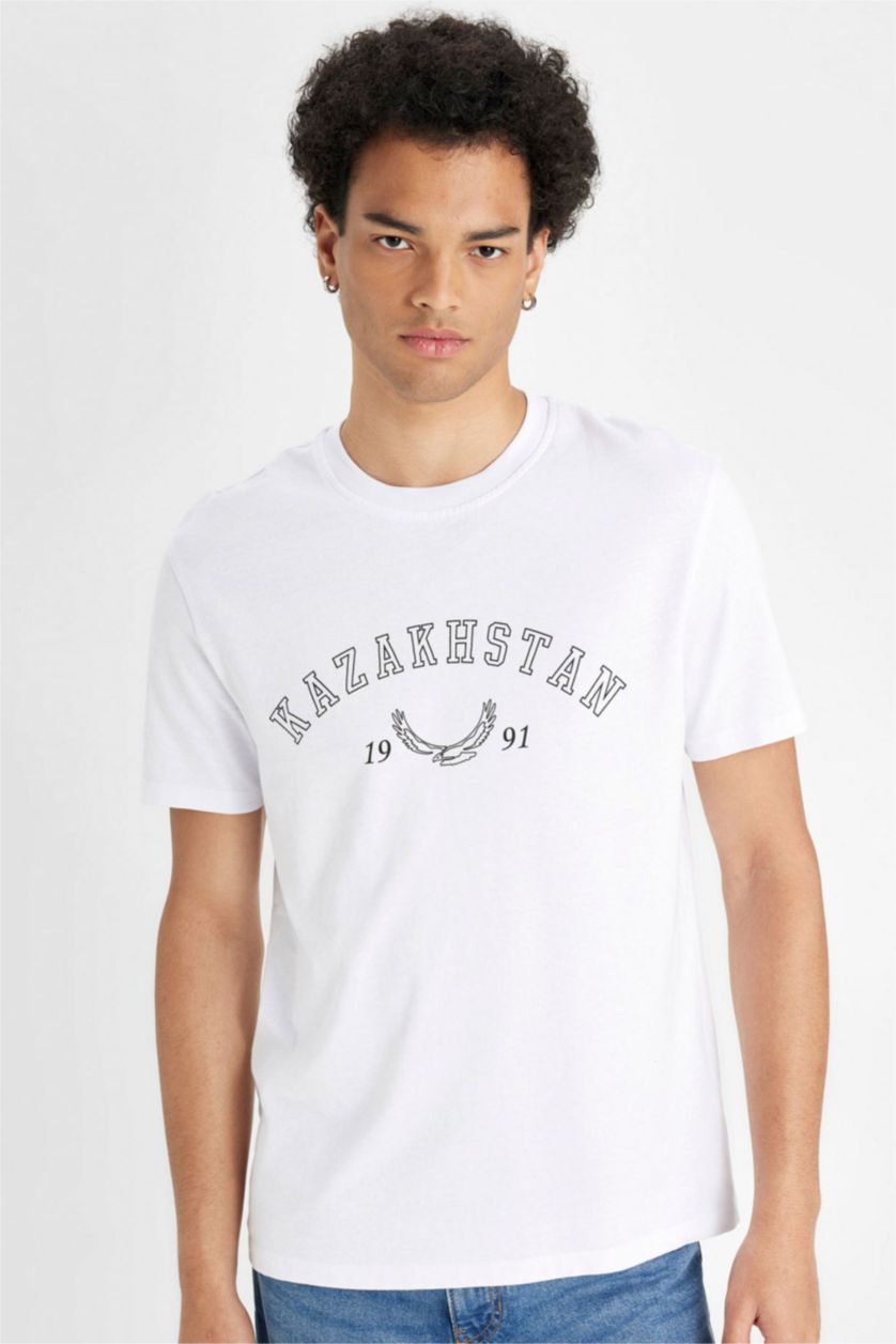 Мужчины Белый Футболка стандартного кроя с принтом