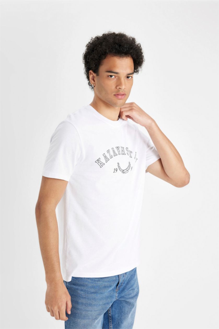 Мужчины Белый Футболка стандартного кроя с принтом