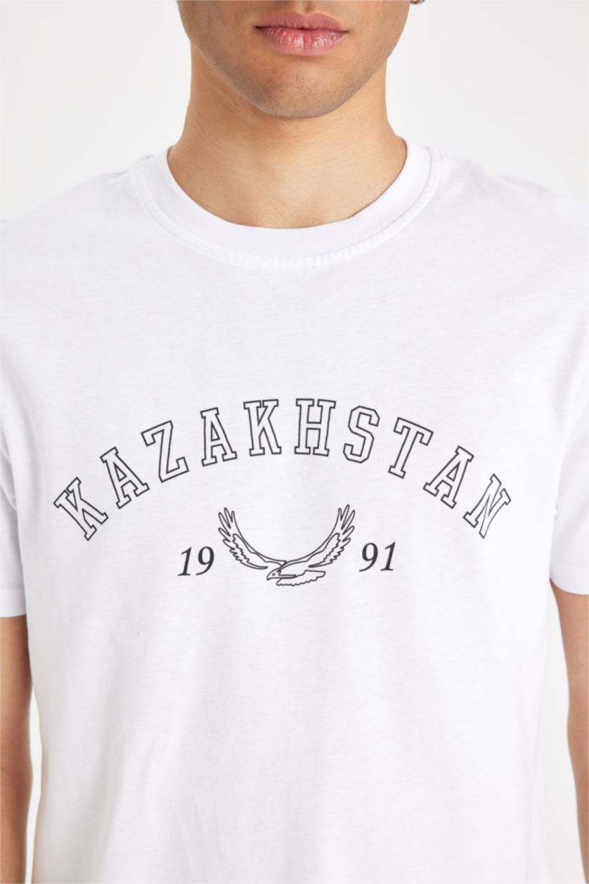 Мужчины Белый Футболка стандартного кроя с принтом