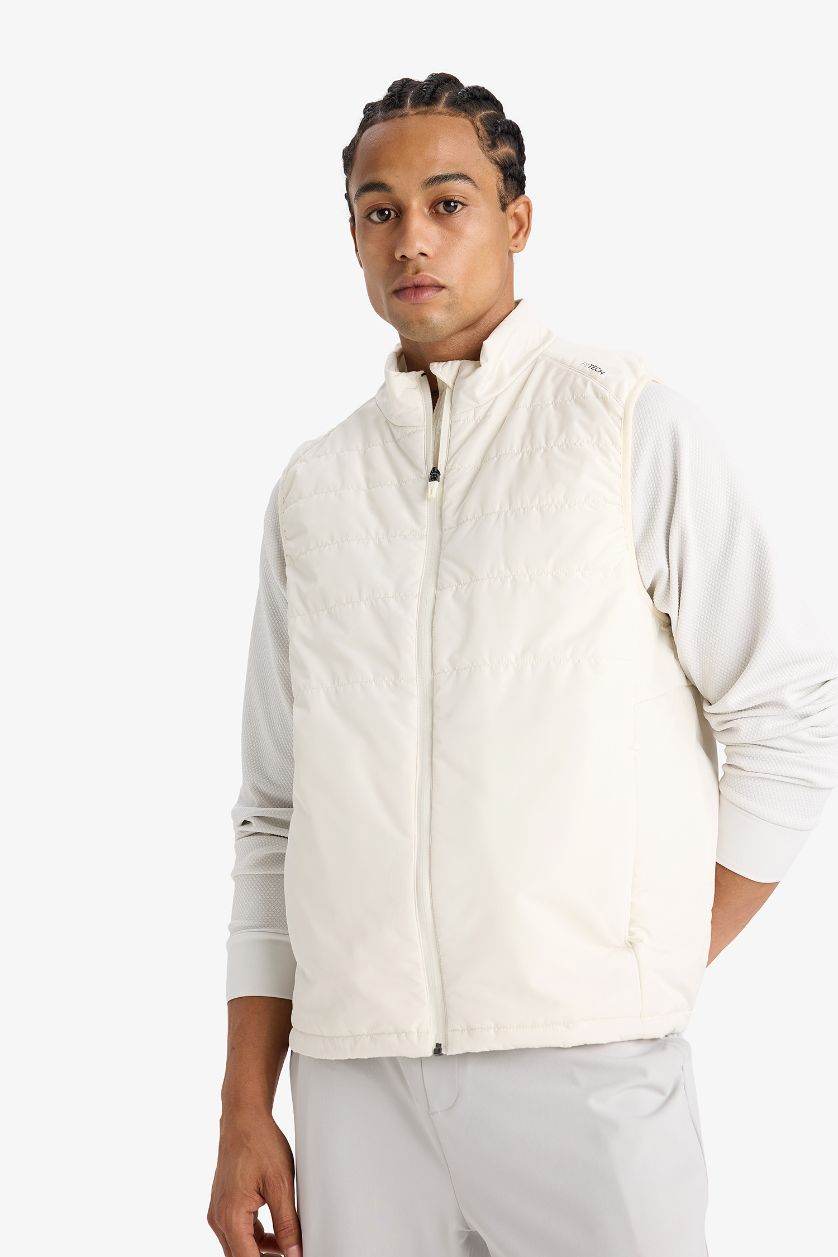 رجال اللون الحجري يلك منسوج قصة عادية من DeFactoFit