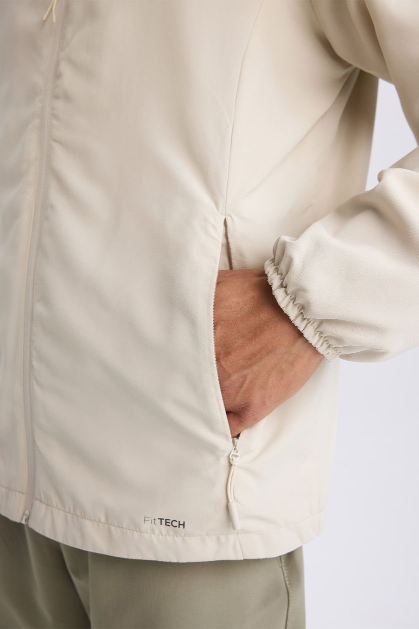 Erkek Taş Su İtici Regular Fit Kapüşonlu File Astarlı Fermuarlı Mevsimlik Baharlık Yağmurluk Mont