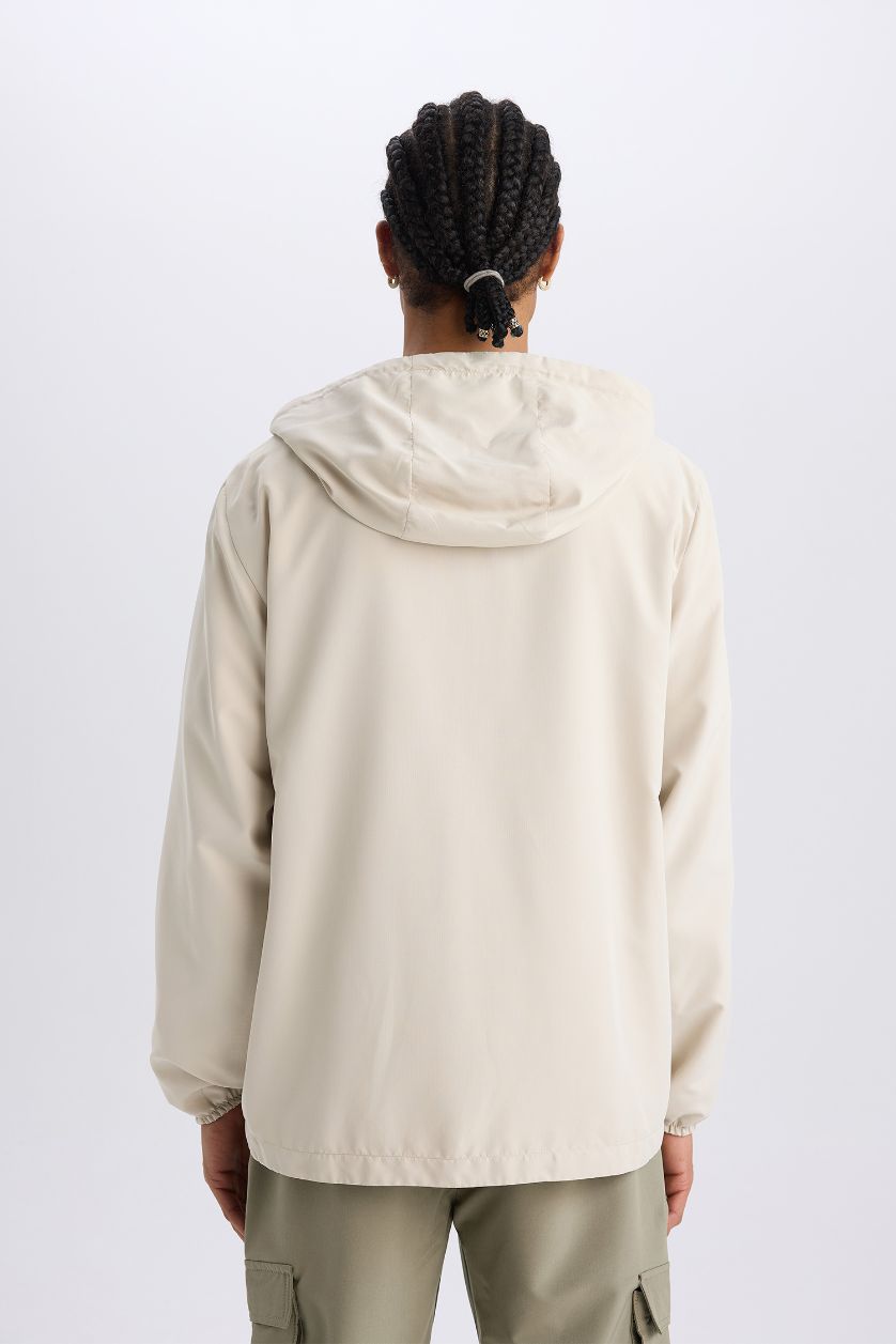Erkek Taş Su İtici Regular Fit Kapüşonlu File Astarlı Fermuarlı Mevsimlik Baharlık Yağmurluk Mont