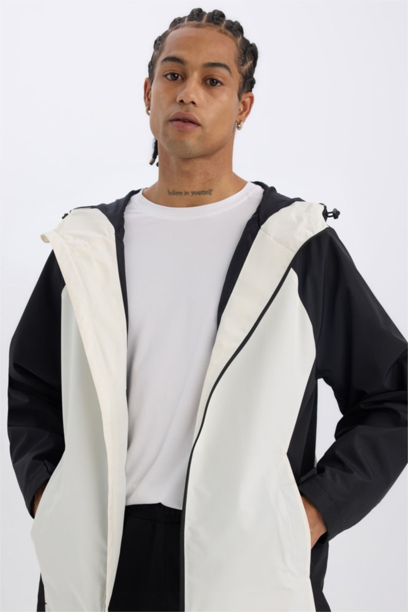 MAN Black DeFactoFit Regular Fit Hooded Zippered Waterproof Jacket