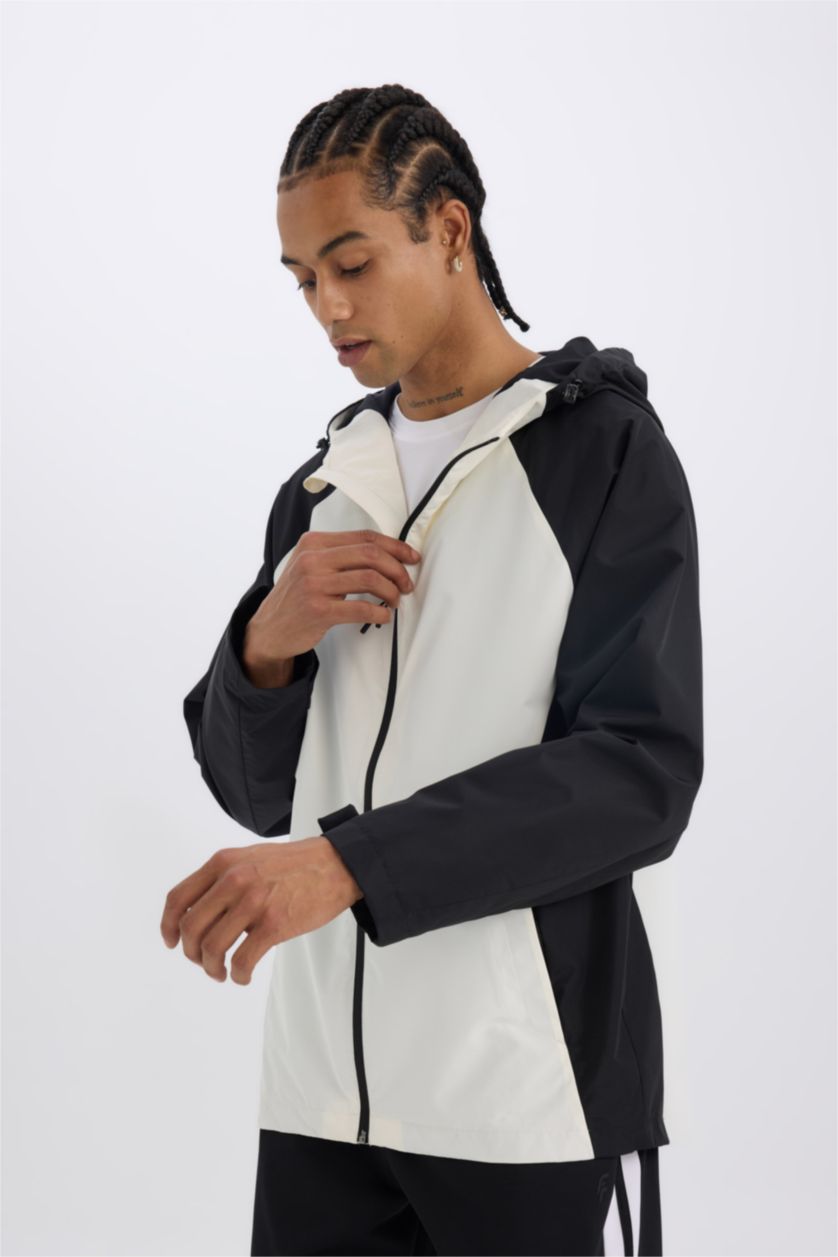 MAN Black DeFactoFit Regular Fit Hooded Zippered Waterproof Jacket