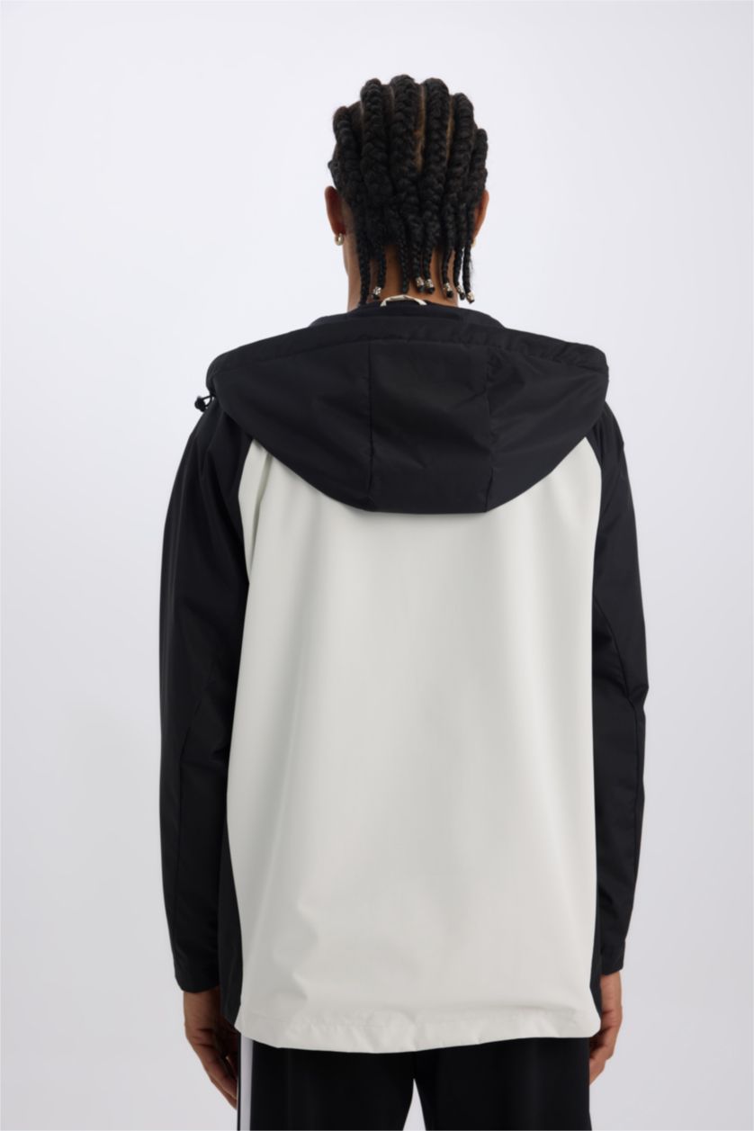 MAN Black DeFactoFit Regular Fit Hooded Zippered Waterproof Jacket