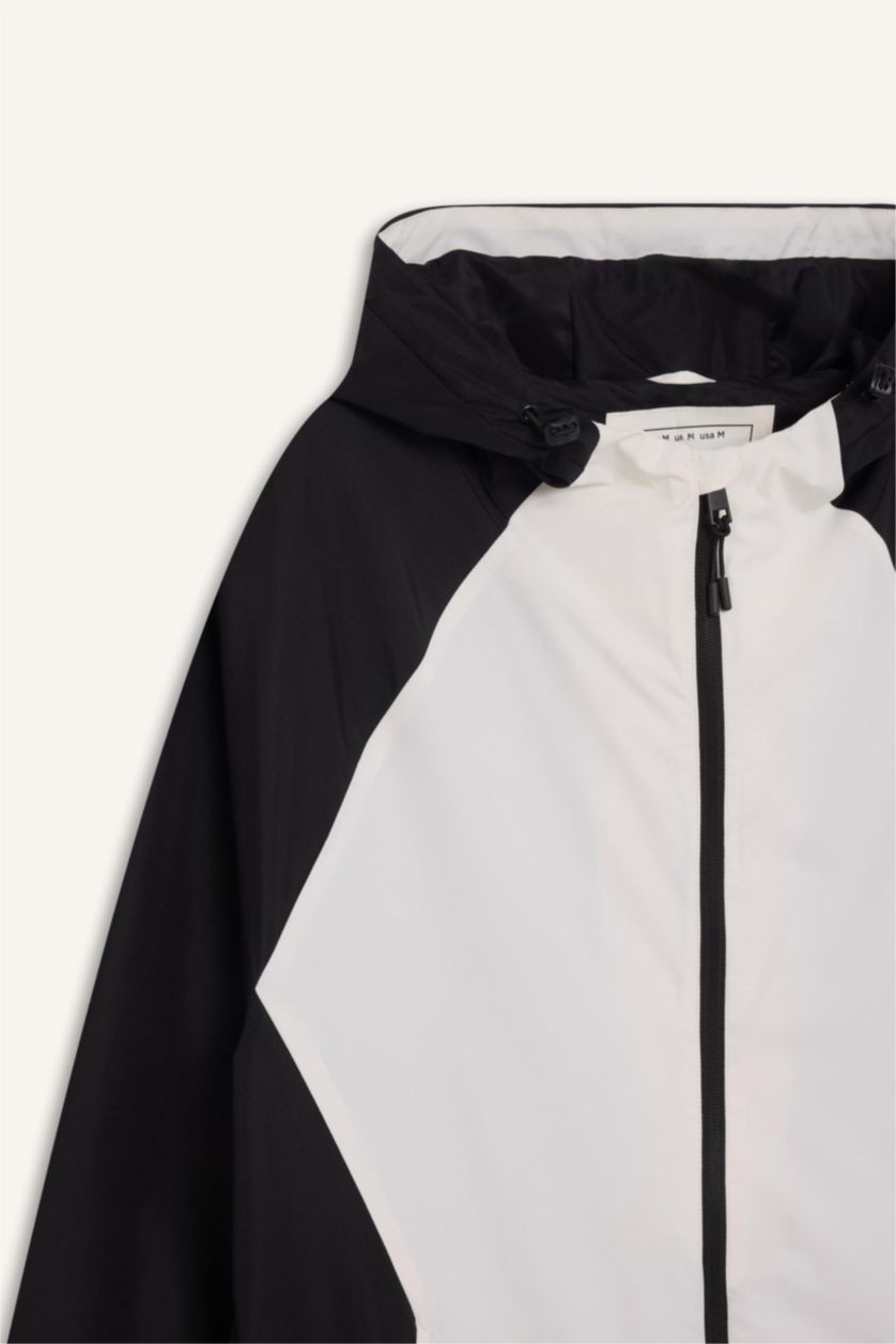 MAN Black DeFactoFit Regular Fit Hooded Zippered Waterproof Jacket