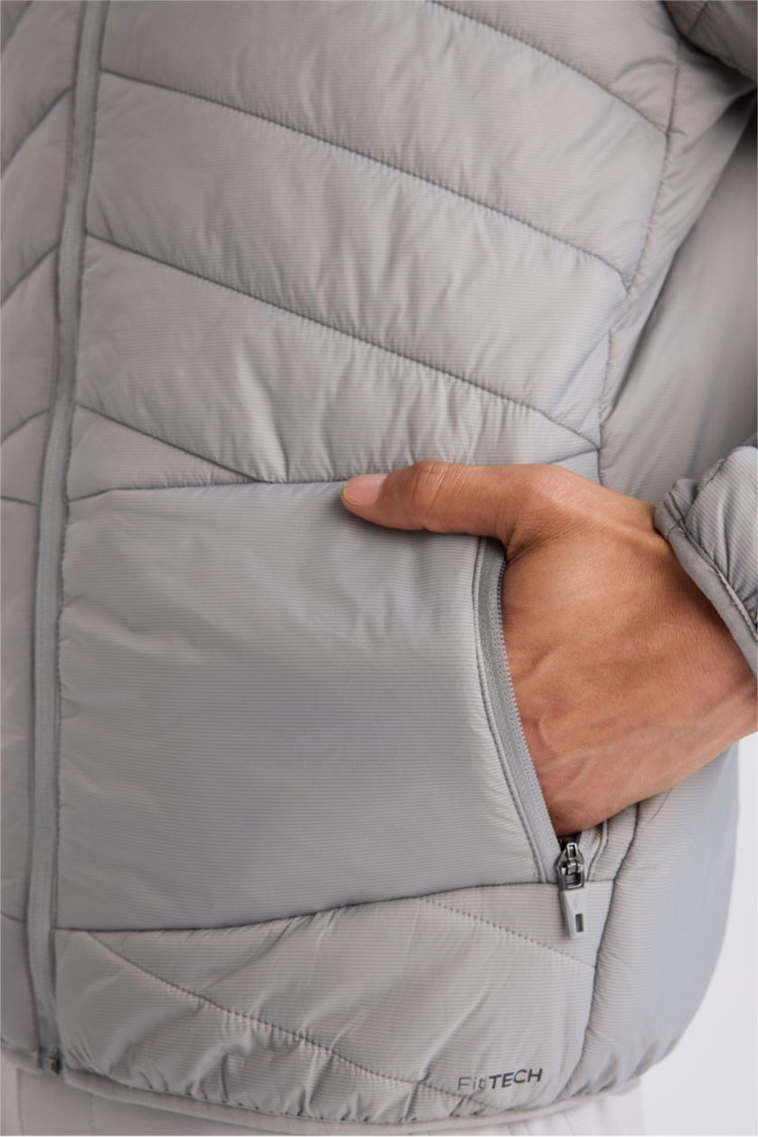 MAN Light Grey DeFactoFit Regular Fit Hooded Zippered Waterproof Jacket