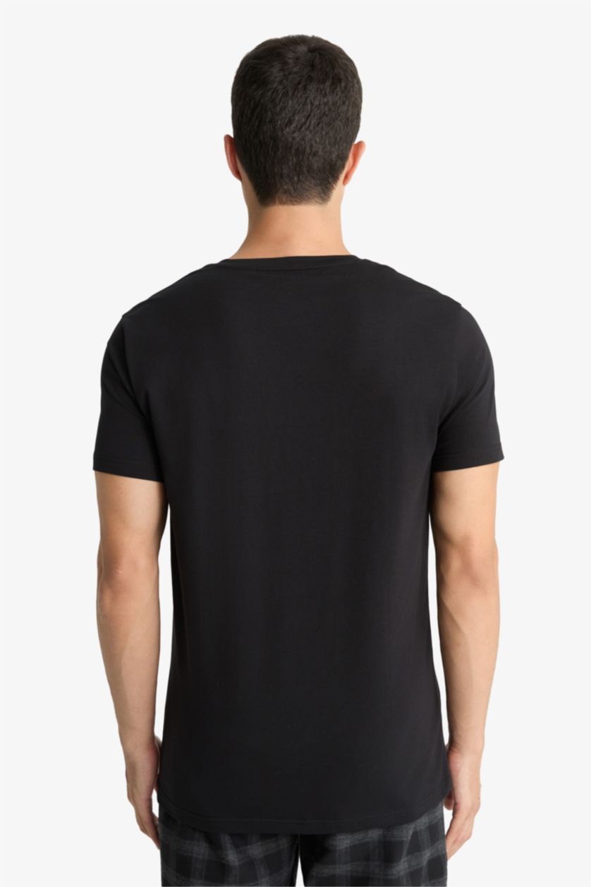 Erkek Siyah Slım Fıt V Yaka Üst