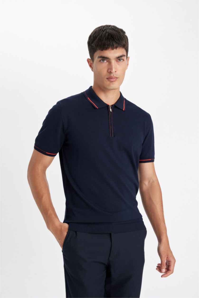 HOMME Marin Polo à manches courtes Tricot Coupe standard