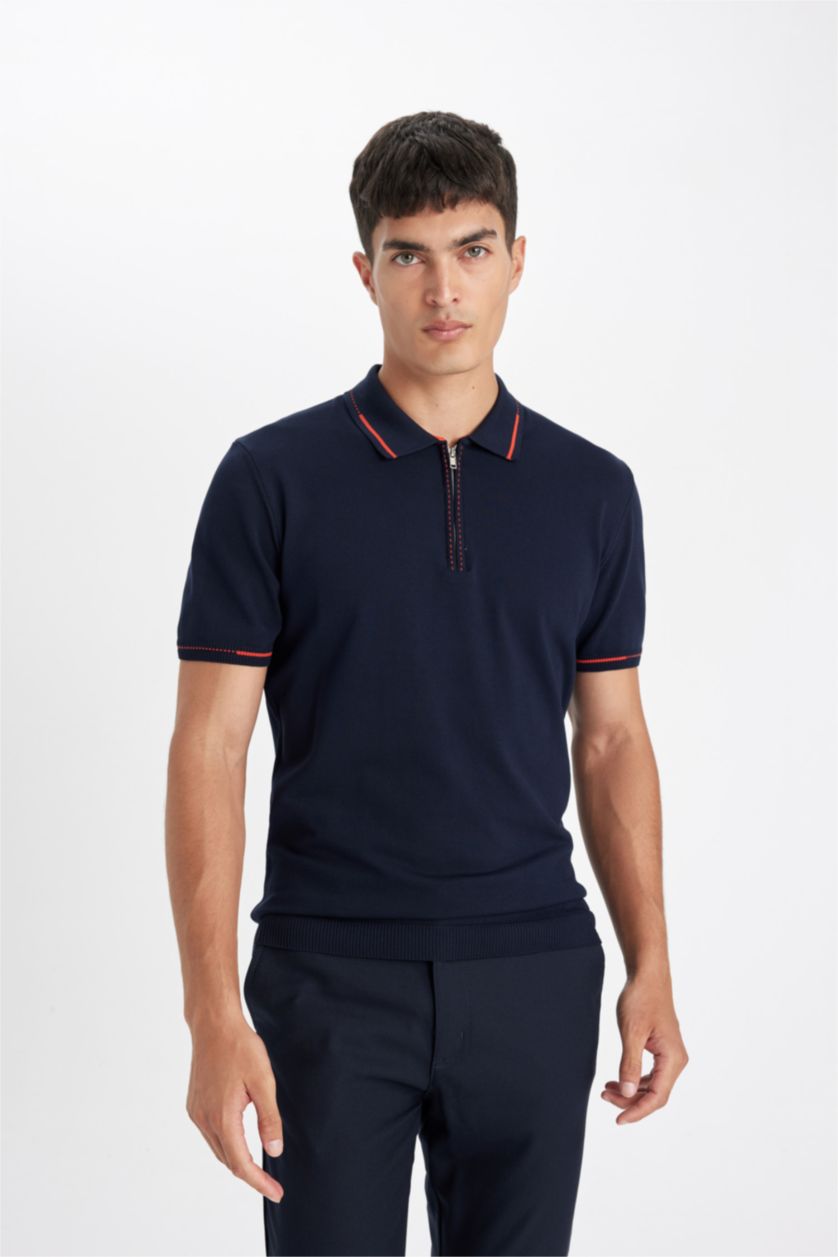 HOMME Marin Polo à manches courtes Tricot Coupe standard