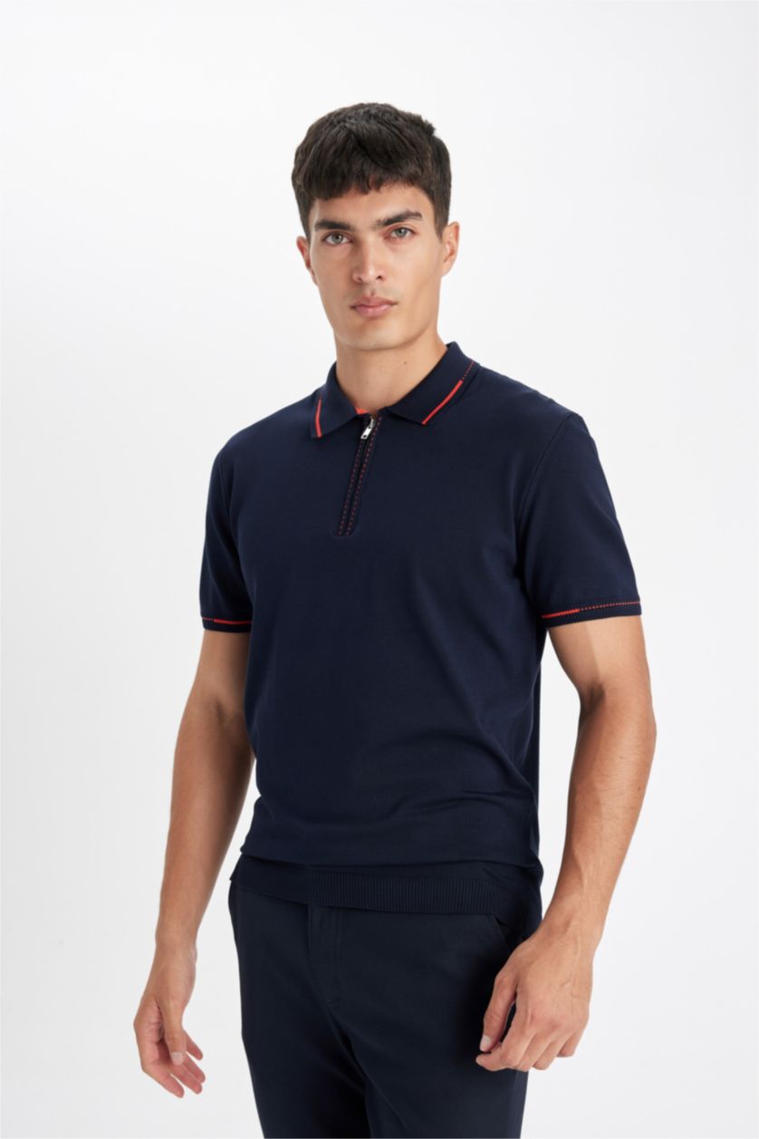 HOMME Marin Polo à manches courtes Tricot Coupe standard