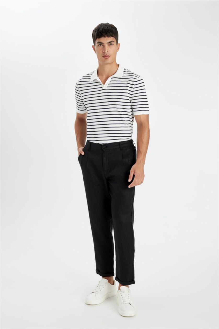 Мужчины Кремовый Футболка-поло стандартного кроя в полоску