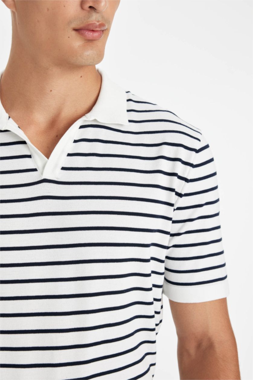 Мужчины Кремовый Футболка-поло стандартного кроя в полоску