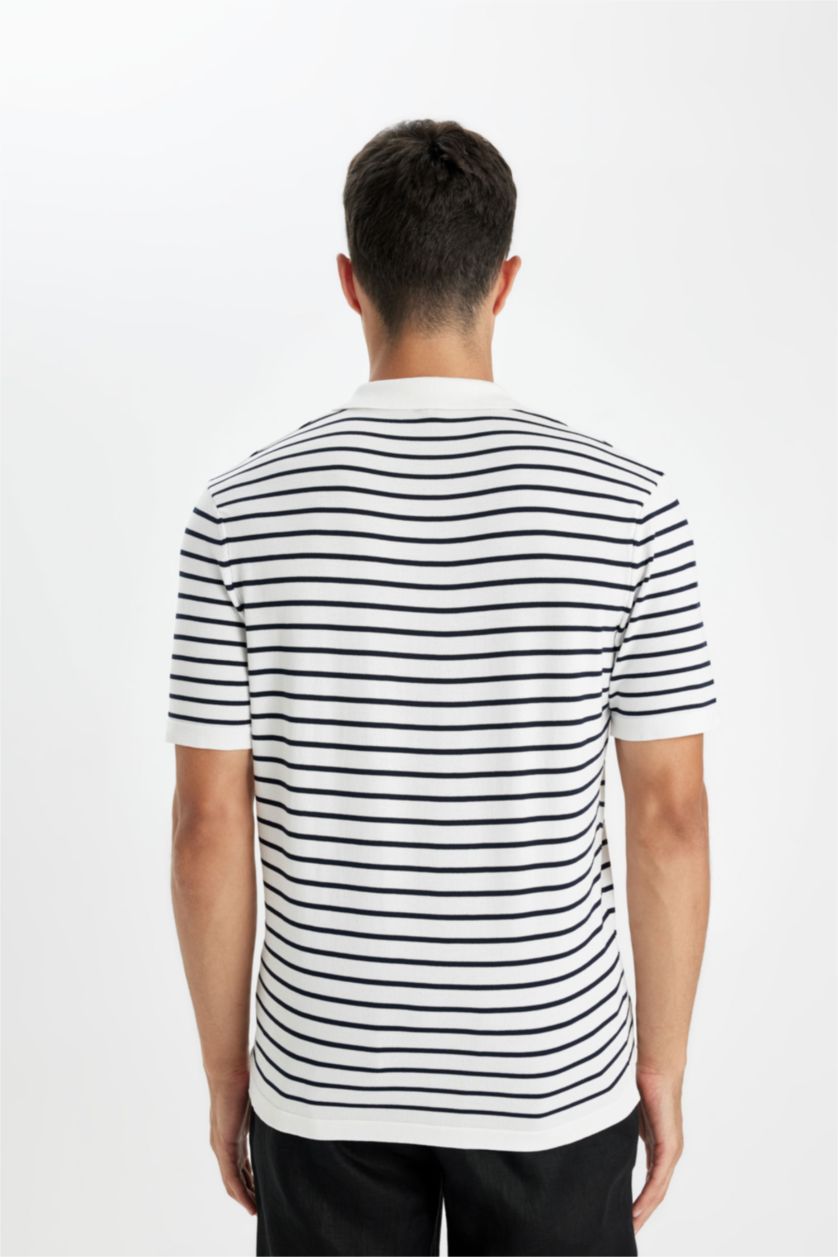 Мужчины Кремовый Футболка-поло стандартного кроя в полоску