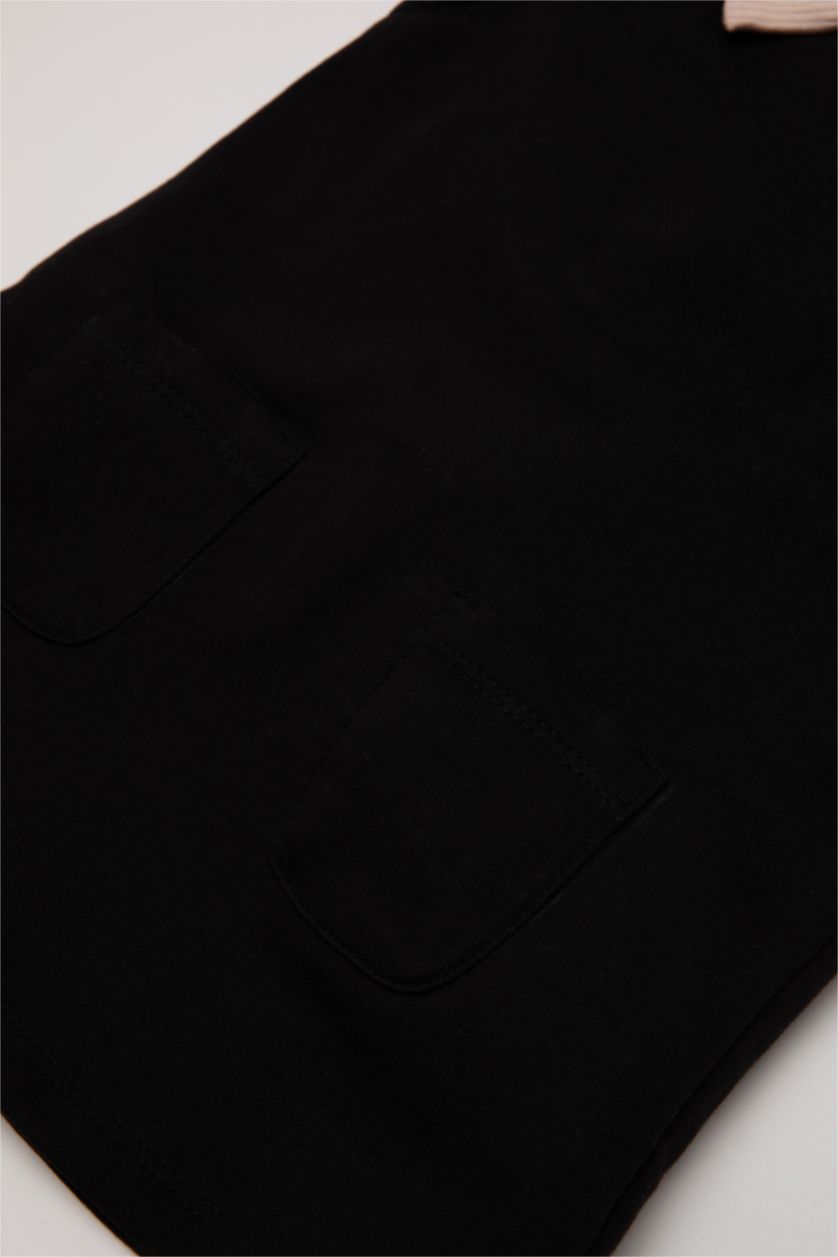 Baby Girls Black 2 piece Regular Fit Crew Neck Dress Set