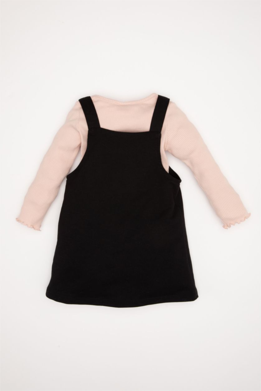 Baby Girls Black 2 piece Regular Fit Crew Neck Dress Set